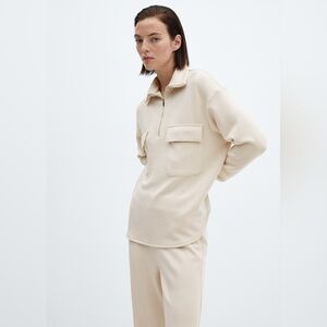 Mango Cream sweatshirt with patch pocket NWT